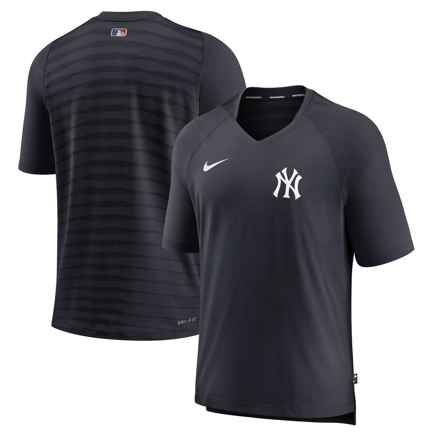 Men's New York Yankees Nike Navy Authentic Collection Pregame Raglan Performance V-Neck T-Shirt - Puhuasuan