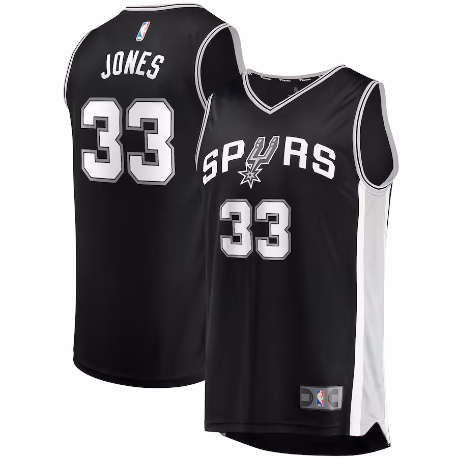 Men's San Antonio Spurs Tre Jones Fanatics Black Fast Break Replica Jersey - Icon Edition - Puhuasuan