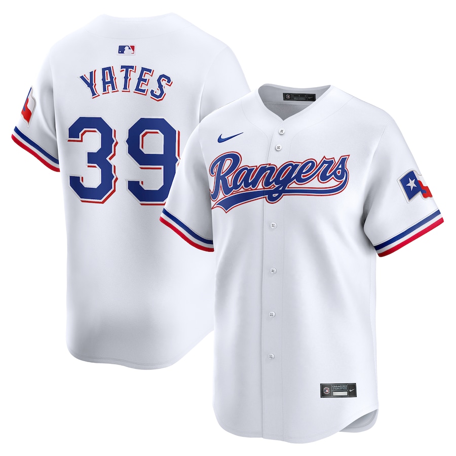 Men's Texas Rangers Kirby Yates Nike White Home Limited Player Jersey - Puhuasuan