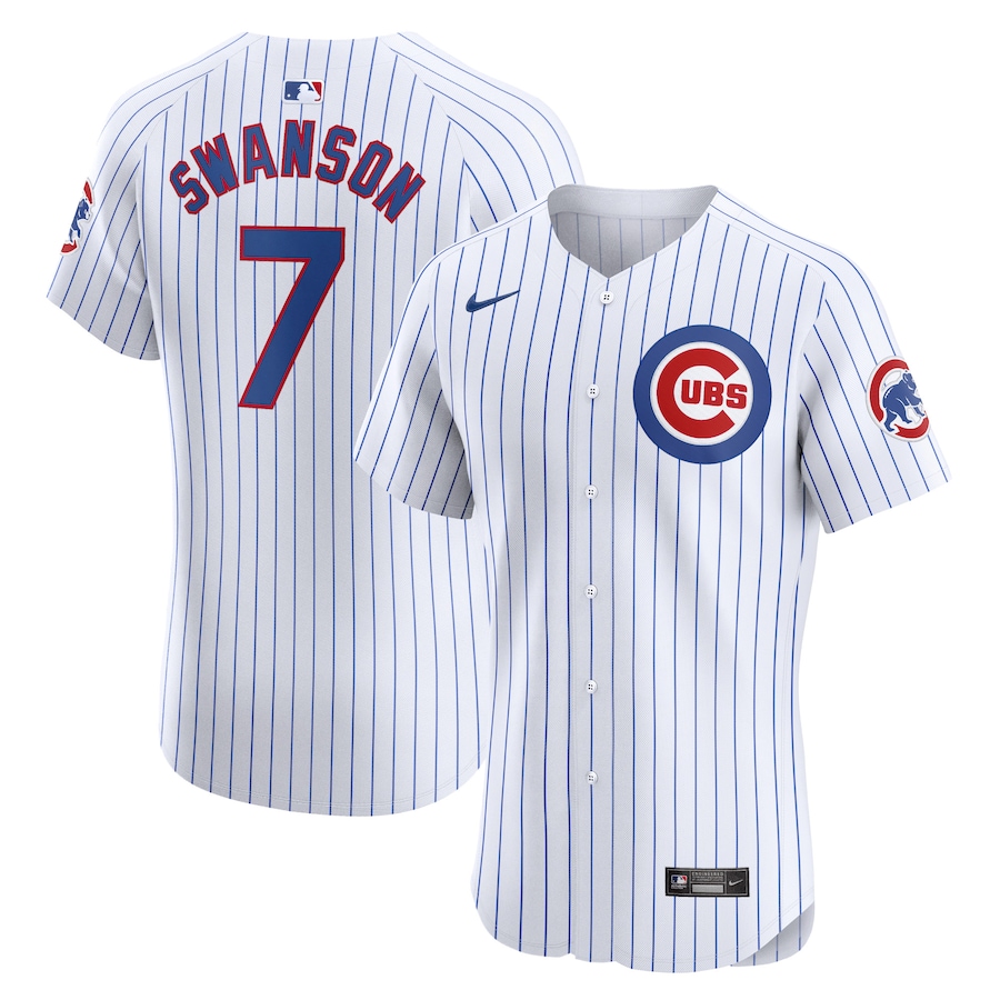 Men's Chicago Cubs Dansby Swanson Nike White Home Elite Player Jersey - Puhuasuan