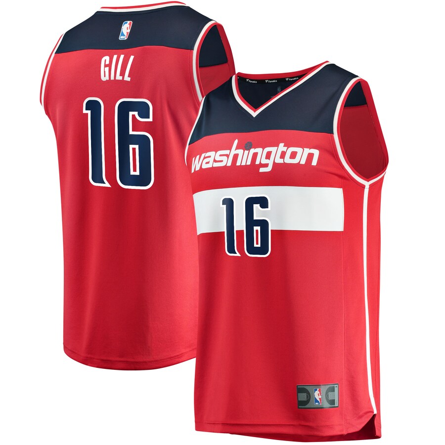 Men's Washington Wizards Anthony Gill Fanatics Red Fast Break Replica Jersey - Icon Edition - Puhuasuan