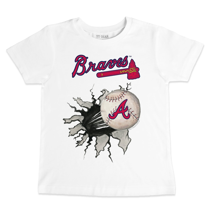 Youth Atlanta Braves Tiny Turnip White Baseball Tear T-Shirt - Puhuasuan