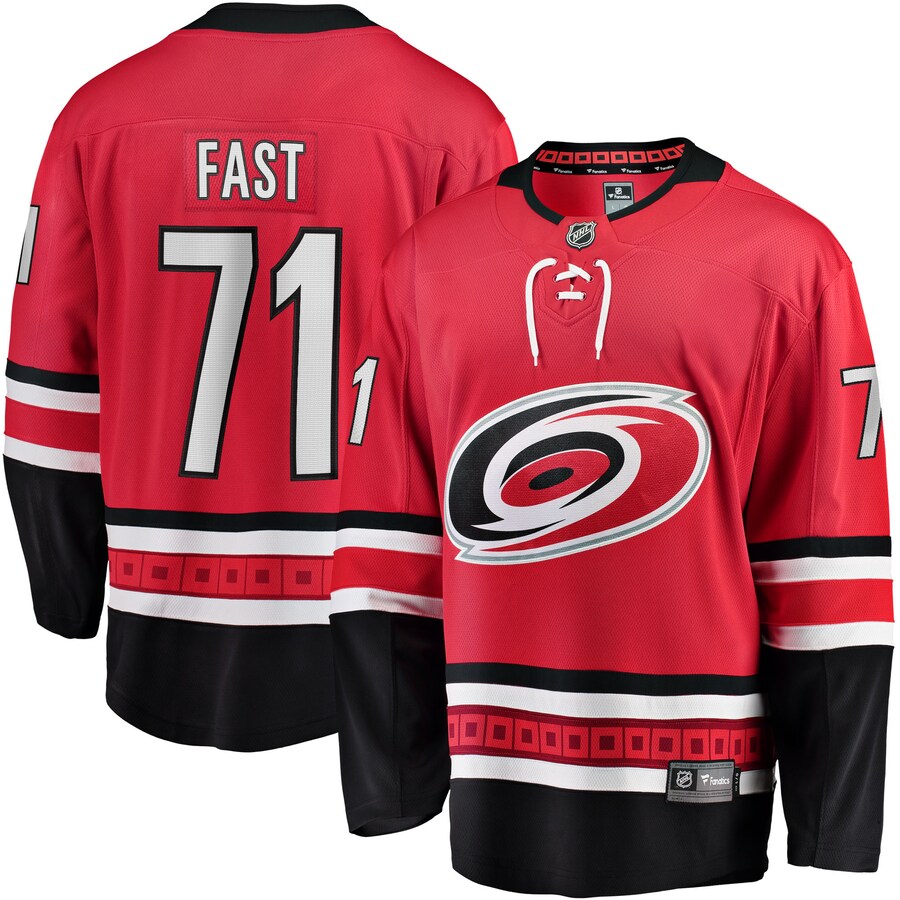 Men's Carolina Hurricanes Jesper Fast Fanatics Branded Red Alternate Breakaway Jersey - Puhuasuan