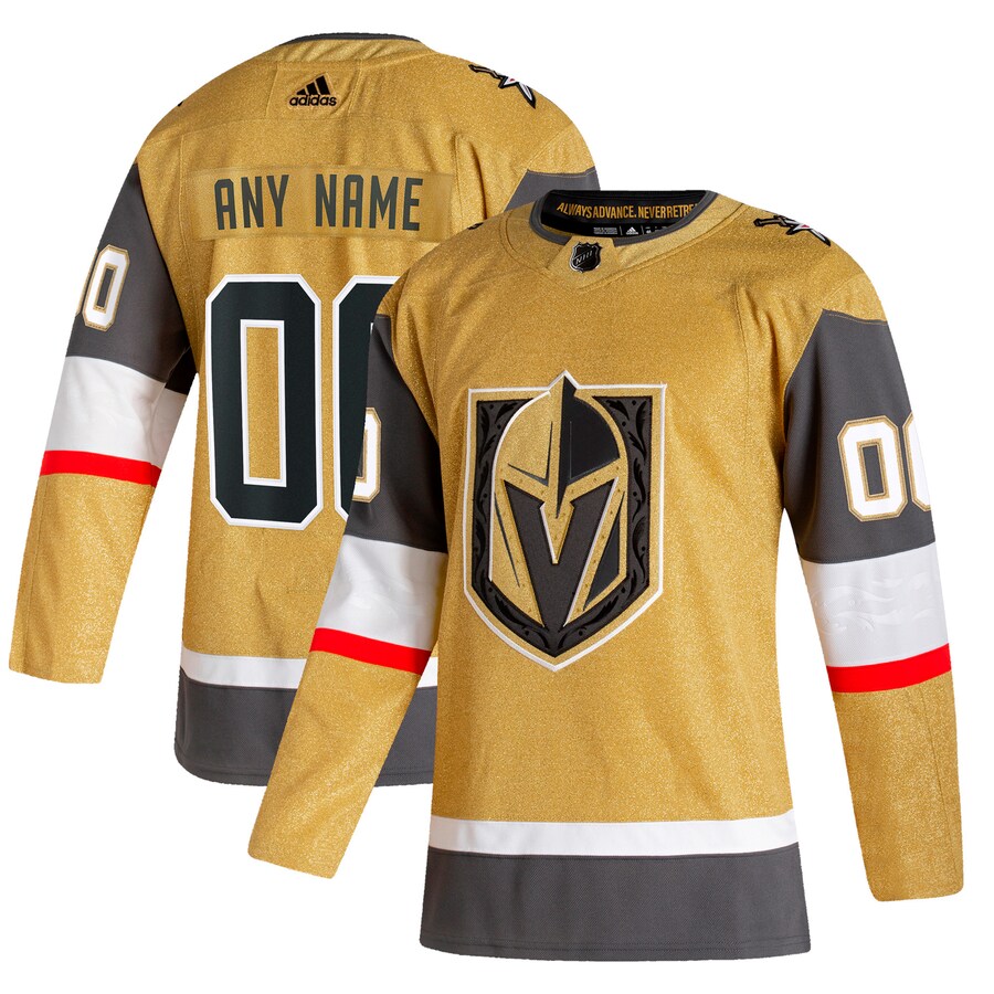 Men's Vegas Golden Knights adidas Gold Home Authentic Custom Jersey - Puhuasuan
