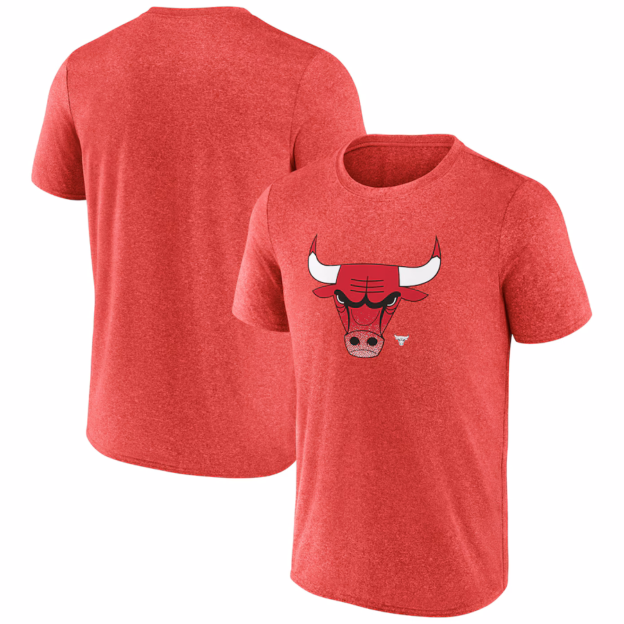 Men's Chicago Bulls Fanatics Heather Red Iconic Overtime T-Shirt - Puhuasuan
