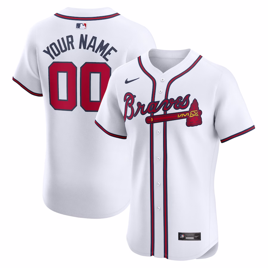 Men's Atlanta Braves Nike White Home Elite Custom Jersey - Puhuasuan