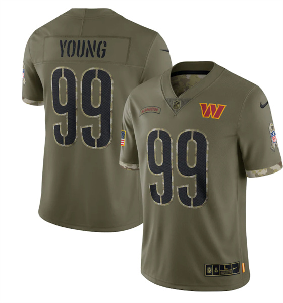Men's Washington Commanders #99 Chase Young 2022 Olive Salute To Service Limited Stitched Jersey - Puhuasuan