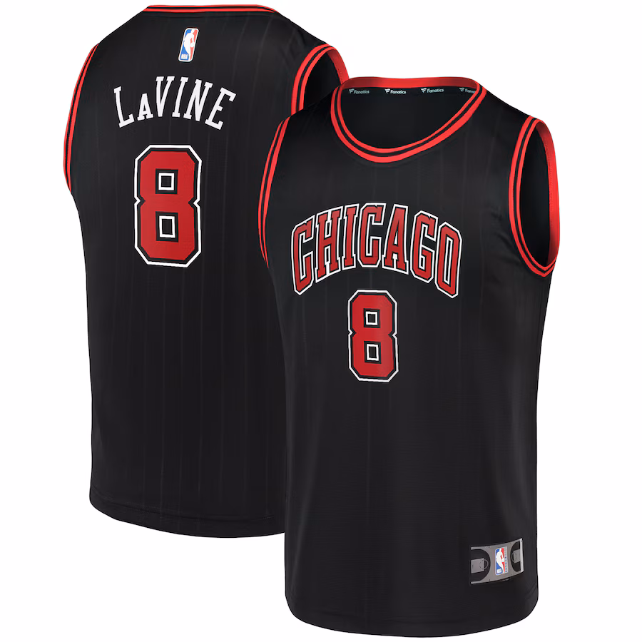 Men's Chicago Bulls Zach LaVine Fanatics Black Fast Break Team Replica Jersey - Statement Edition - Puhuasuan
