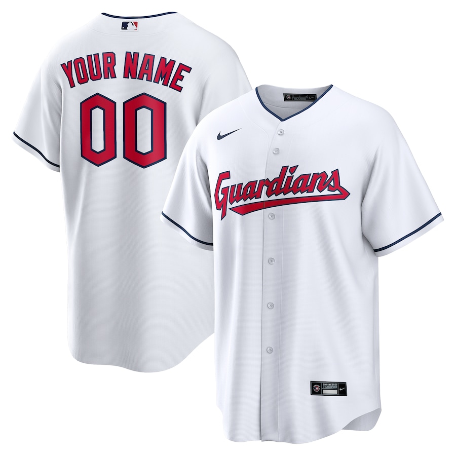 Men's Cleveland Guardians Nike White Replica Custom Jersey - Puhuasuan