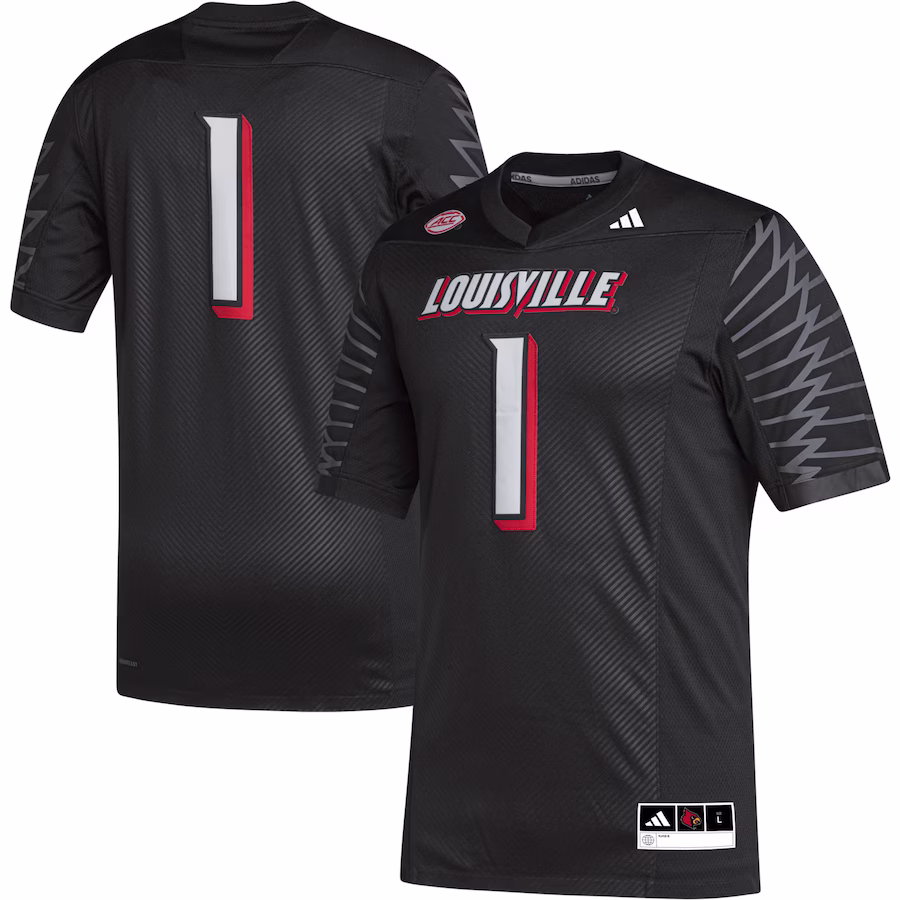 #1 Louisville Cardinals adidas Premier Football Jersey - Black - Puhuasuan