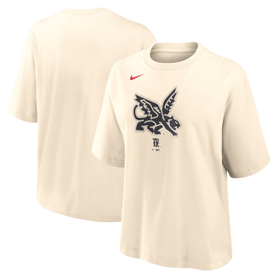 Women's Texas Rangers Nike Natural City Connect Logo Boxy T-Shirt - Puhuasuan