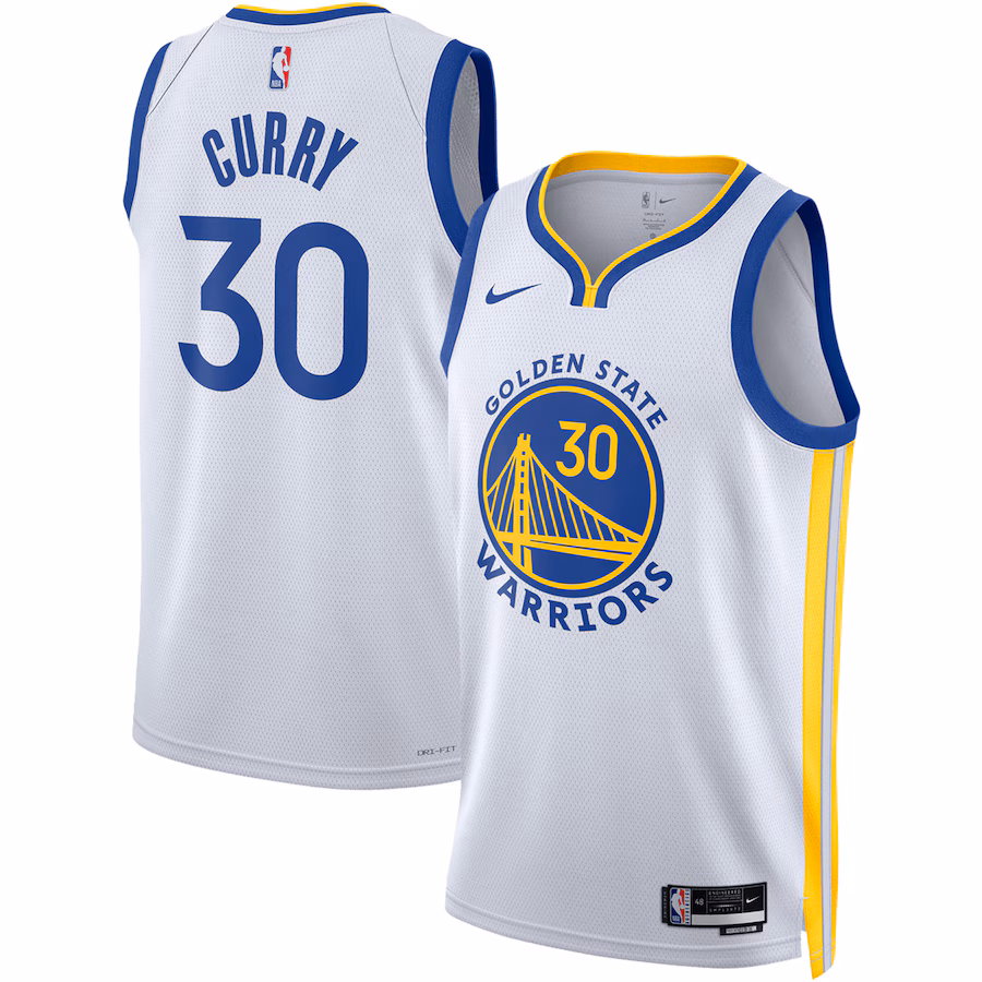 Unisex Golden State Warriors Stephen Curry Nike White Swingman Jersey - Association Edition - Puhuasuan