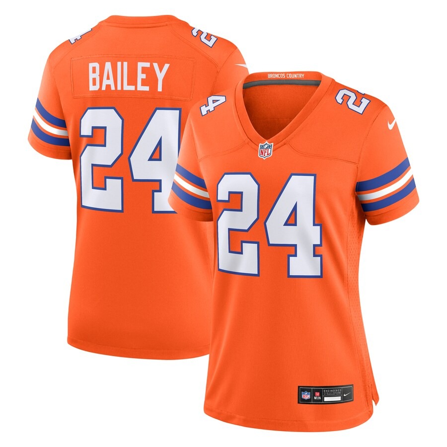 Women's Denver Broncos Champ Bailey Nike Orange Mile High Collection 1977 Throwback Retired Player Game Jersey - Puhuasuan