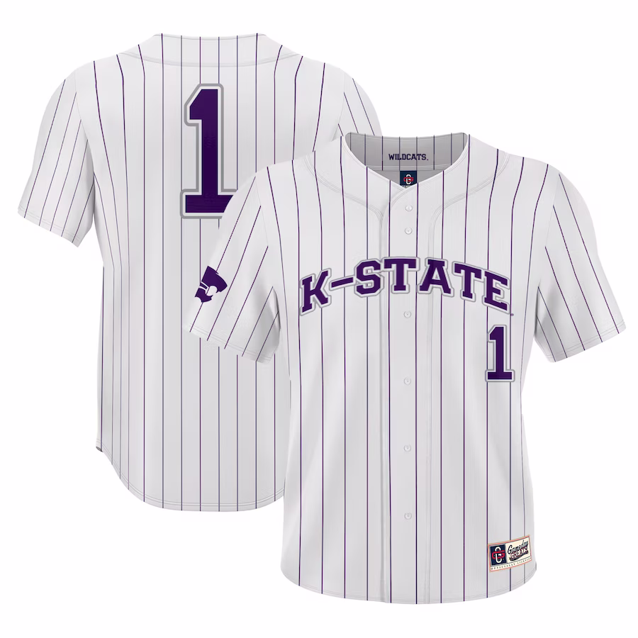 #1 Kansas State Wildcats GameDay Greats Lightweight Baseball Jersey - White - Puhuasuan