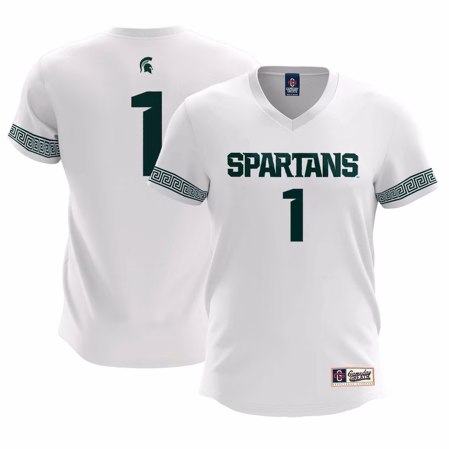 Men's GameDay Greats #1  White Michigan State Spartans  Lightweight Soccer Team Jersey - Puhuasuan