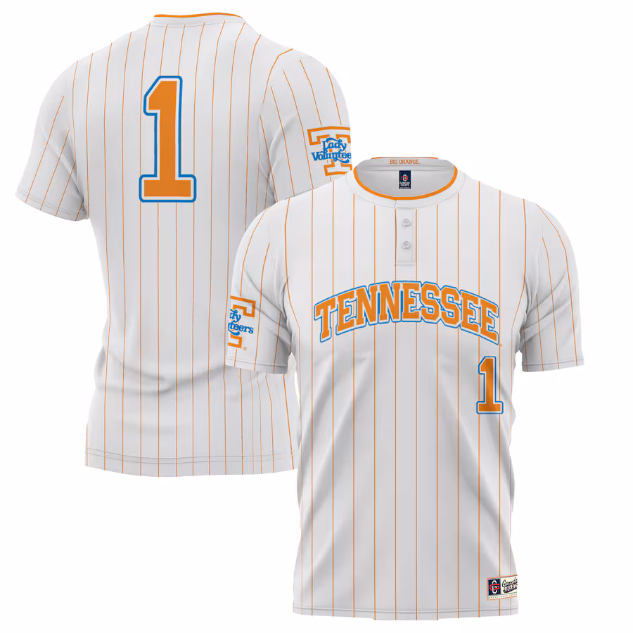 #1 Tennessee Volunteers GameDay Greats Youth Lightweight Softball Jersey - White - Puhuasuan