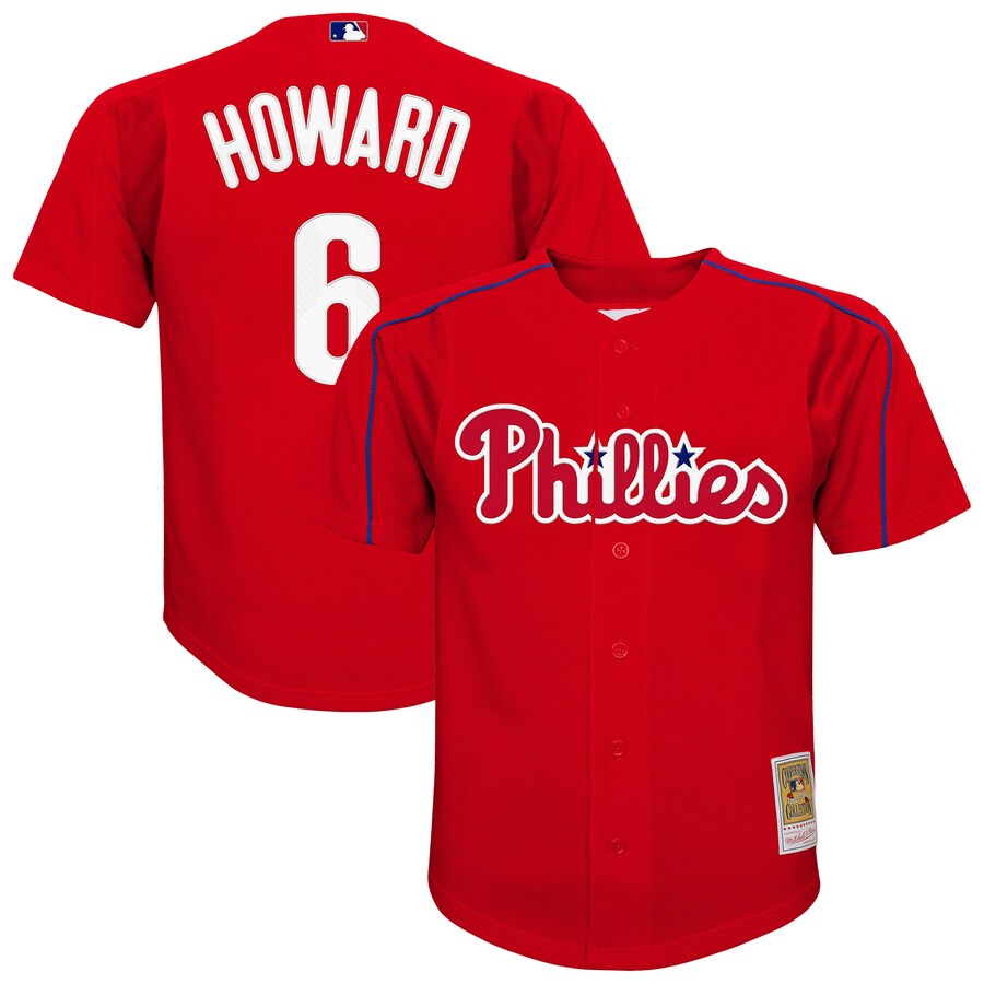 Youth Philadelphia Phillies Ryan Howard Mitchell & Ness Red Mesh Batting Practice Jersey - Puhuasuan