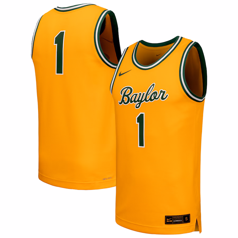 Men's Nike  Gold Baylor Bears Retro Replica Basketball Jersey - Puhuasuan