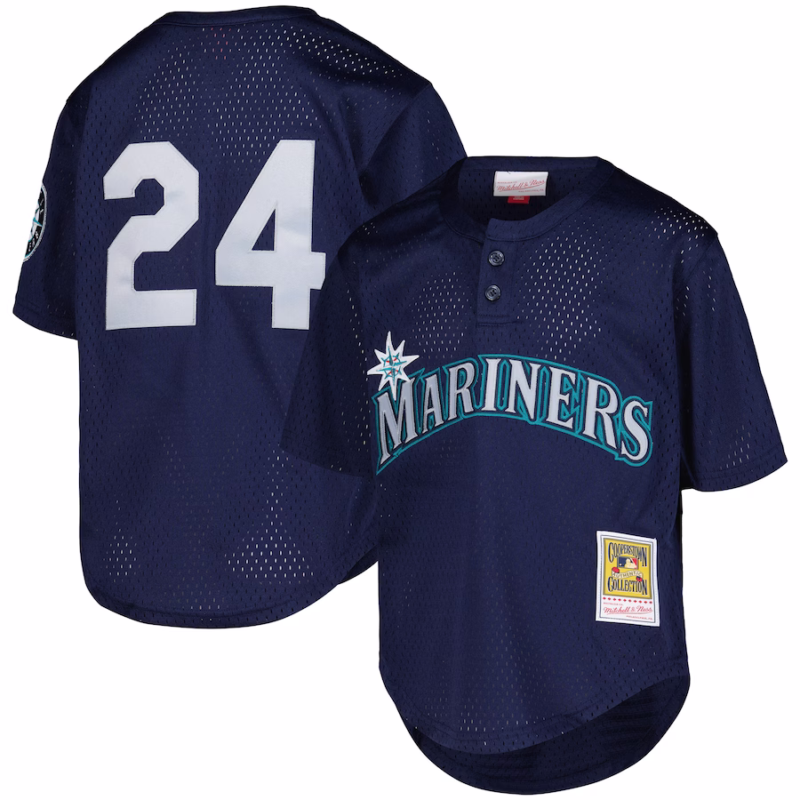 Youth Seattle Mariners Ken Griffey Jr. Mitchell & Ness Navy Cooperstown Collection Mesh Batting Practice Jersey - Puhuasuan