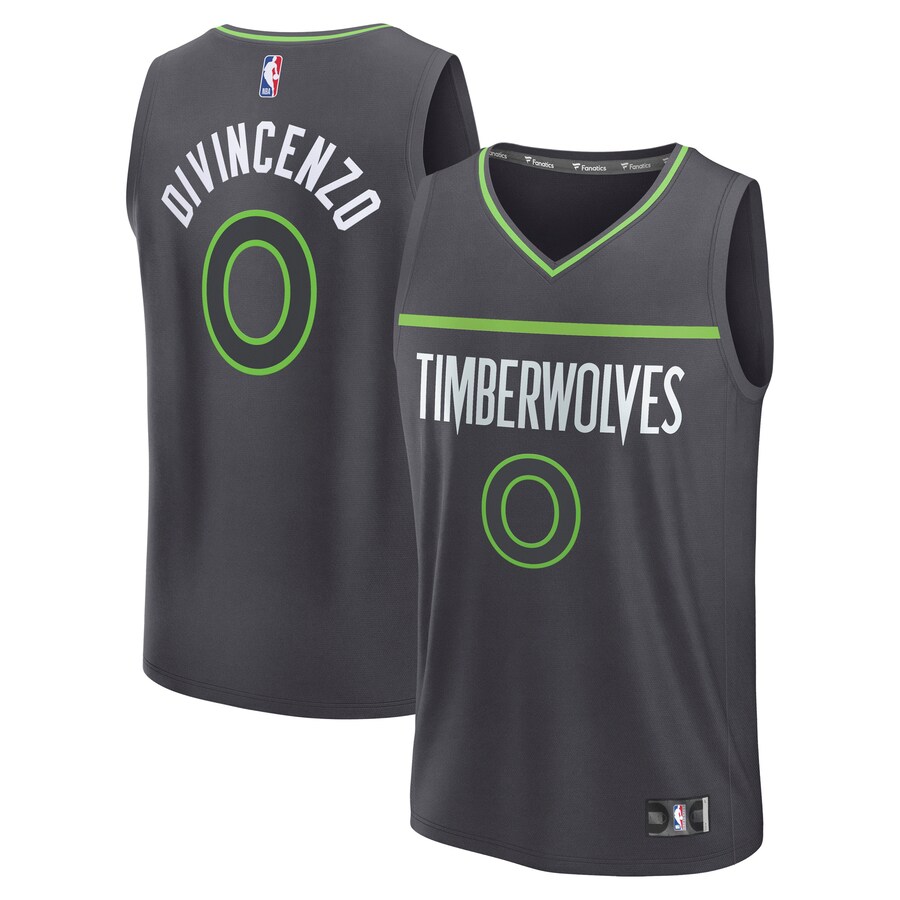Men's Minnesota Timberwolves Donte DiVincenzo Fanatics Charcoal Fast Break Replica Player Jersey - Statement Edition - Puhuasuan