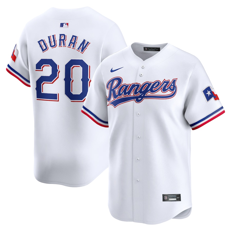 Men's Texas Rangers Ezequiel Duran Nike White Home Limited Player Jersey - Puhuasuan