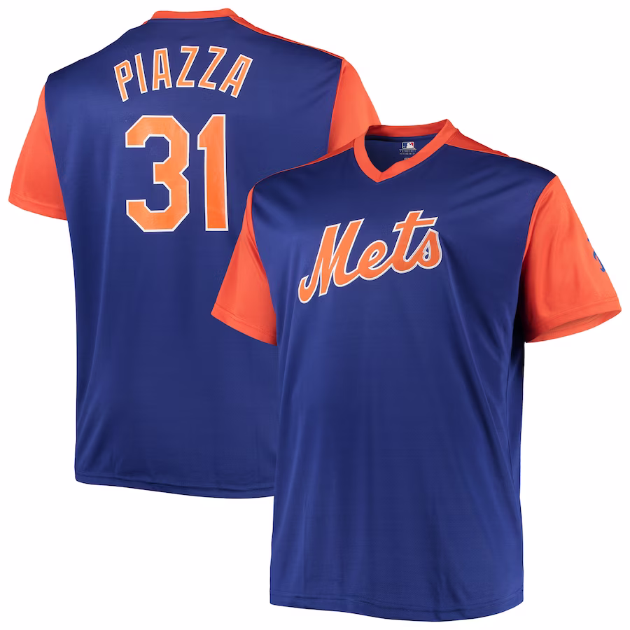 Men's New York Mets Mike Piazza Royal/Orange Cooperstown Collection Replica Player Jersey - Puhuasuan