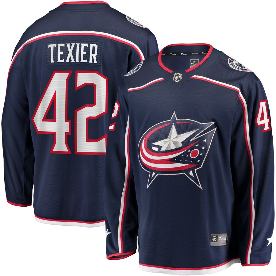 Men's Columbus Blue Jackets Alexandre Texier Fanatics Branded Navy Home Breakaway Player Jersey - Puhuasuan