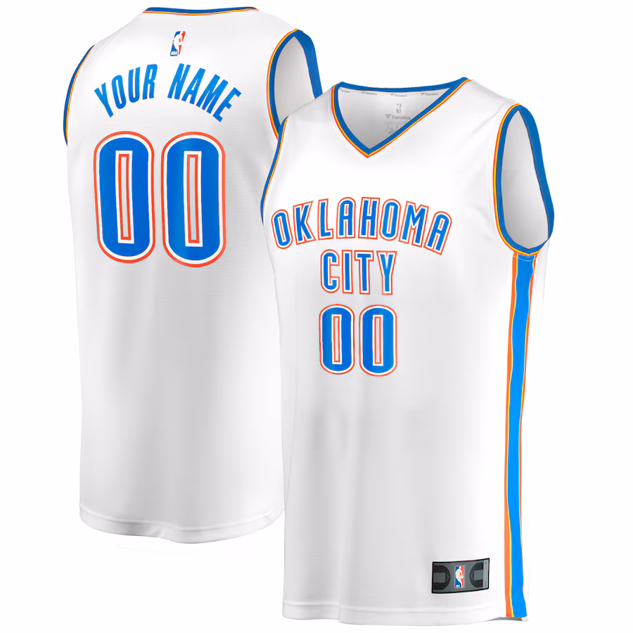 Men's Oklahoma City Thunder Fanatics White Fast Break Custom Replica Jersey - Association Edition - Puhuasuan