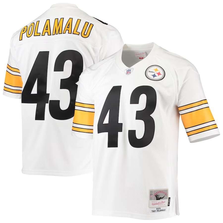 Men's Pittsburgh Steelers Troy Polamalu Mitchell & Ness White Legacy Replica Jersey - Puhuasuan