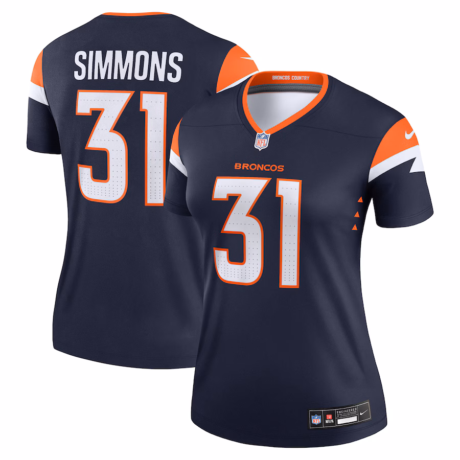 Women's Denver Broncos Justin Simmons Nike Navy Alternate Legend Player Performance Top - Puhuasuan