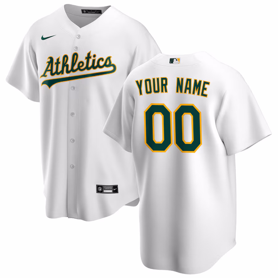Men's Oakland Athletics Nike White Home Replica Custom Jersey - Puhuasuan