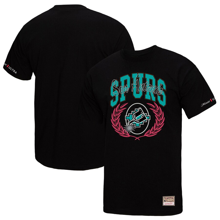 Men's San Antonio Spurs Mitchell & Ness Black NBA x Michelob Ultra Rewind II T-Shirt - Puhuasuan