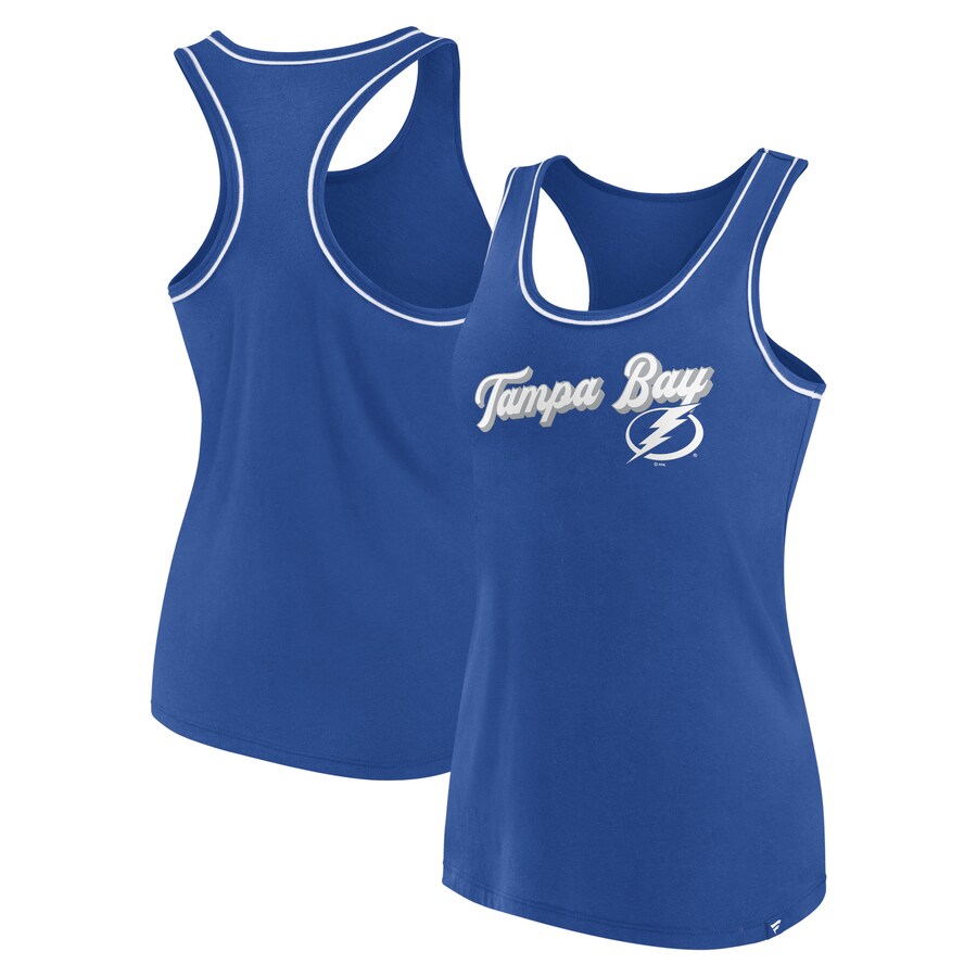 Women's Tampa Bay Lightning Fanatics Royal Wordmark Logo Racerback Scoop Neck Tank Top - Puhuasuan