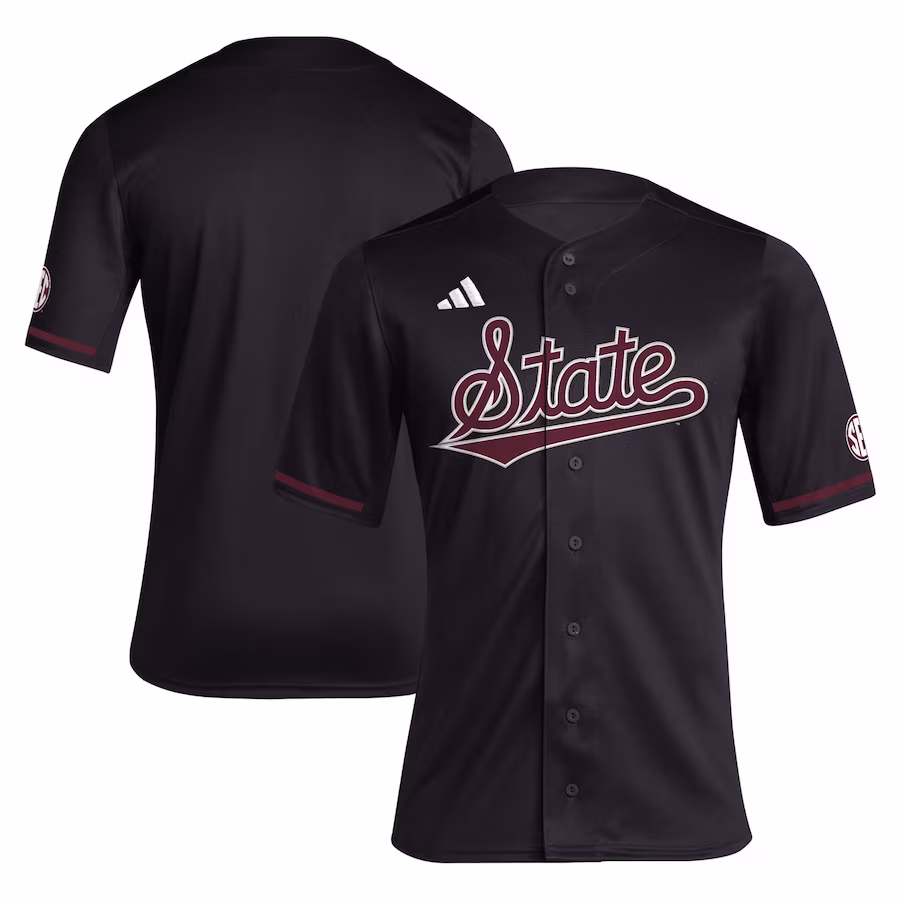 Mississippi State Bulldogs adidas Replica Baseball Jersey - Black - Puhuasuan