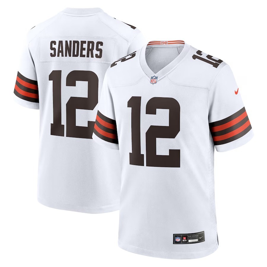 Men's Cleveland Browns Shedeur Sanders Nike White 2025 NFL Draft Game Jersey - Puhuasuan