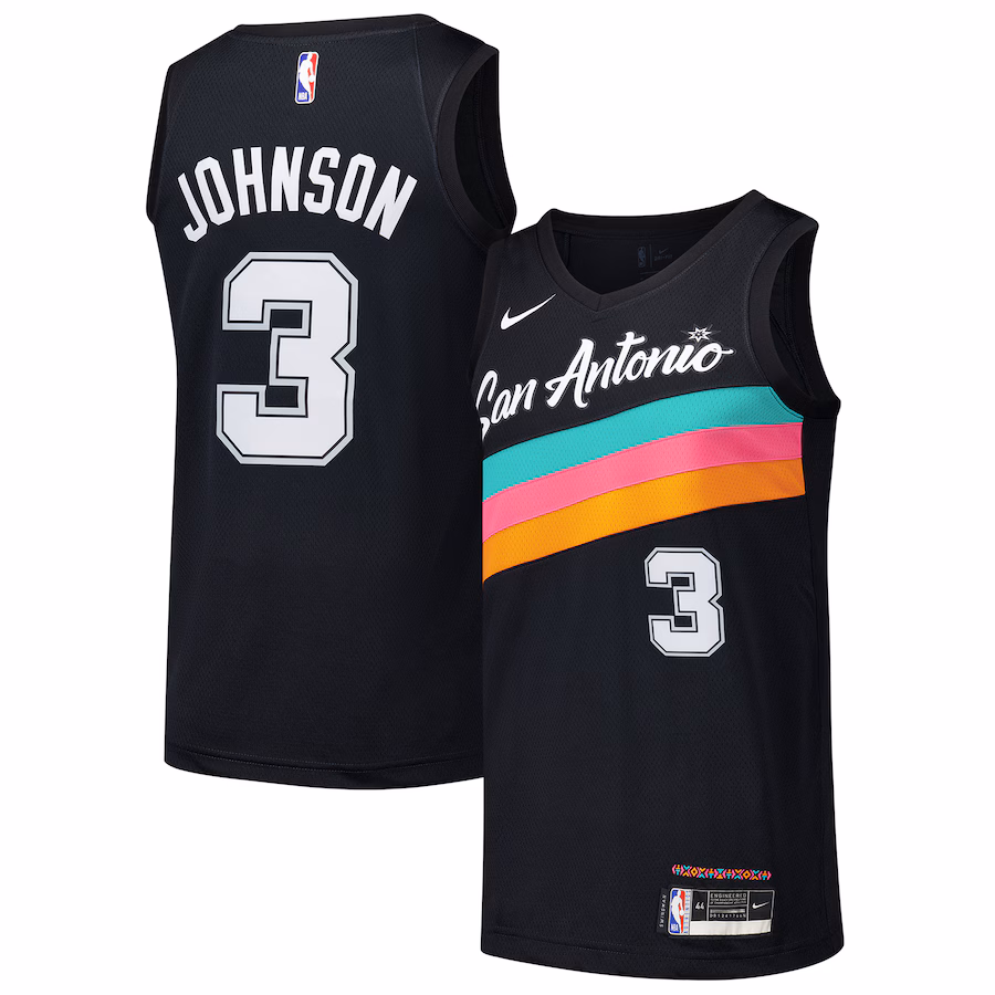 Men's San Antonio Spurs Keldon Johnson Nike Black Swingman Player Jersey - City Edition - Puhuasuan