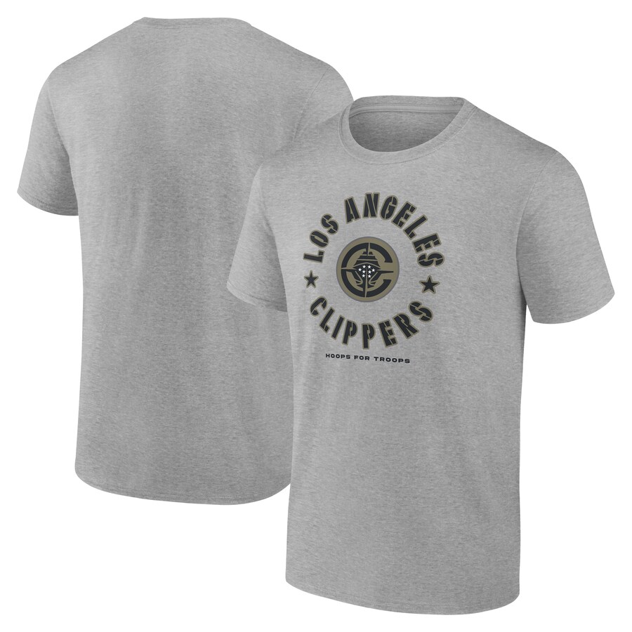 Men's LA Clippers Heather Gray Hoops for Troops T-Shirt - Puhuasuan