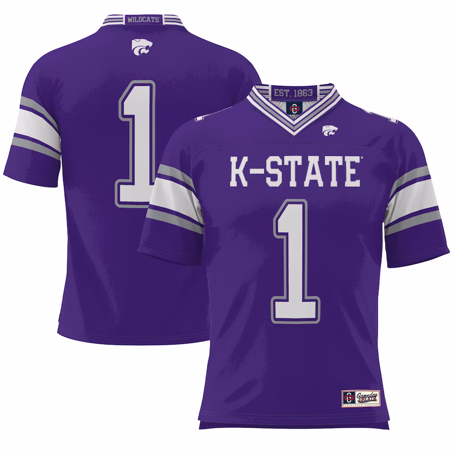 #1 Kansas State Wildcats GameDay Greats Youth Endzone Football Jersey - Purple - Puhuasuan