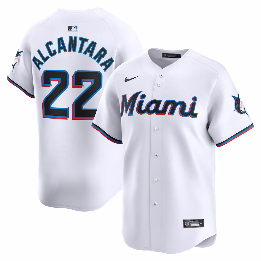 Men's Miami Marlins Sandy Alcantara Nike White Home Limited Player Jersey - Puhuasuan