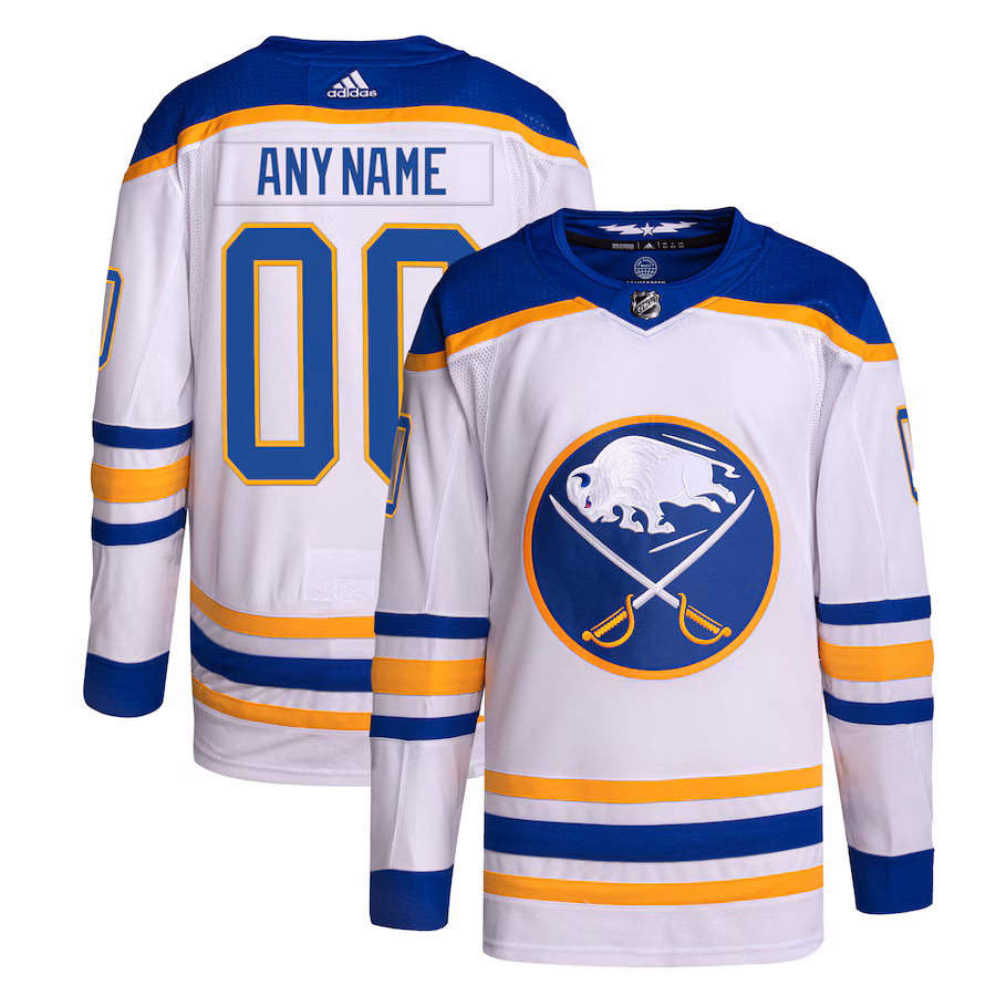 Men's Buffalo Sabres adidas White Away Primegreen Authentic Custom Jersey - Puhuasuan