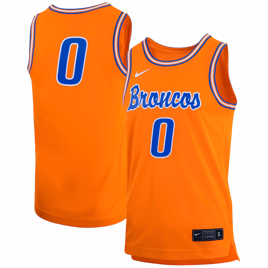 Men's Nike #0 Orange Boise State Broncos Retro Replica Basketball Jersey - Puhuasuan