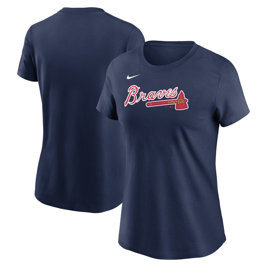 Women's Atlanta Braves Nike Navy Fuse Wordmark T-Shirt - Puhuasuan