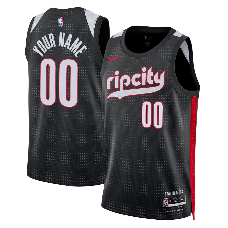 Unisex Portland Trail Blazers Nike Black 2024/25 Custom Swingman Jersey - City Edition - Puhuasuan