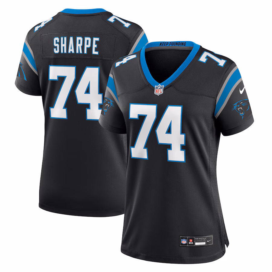 Women's Carolina Panthers David Sharpe Nike  Black Team Game Jersey - Puhuasuan