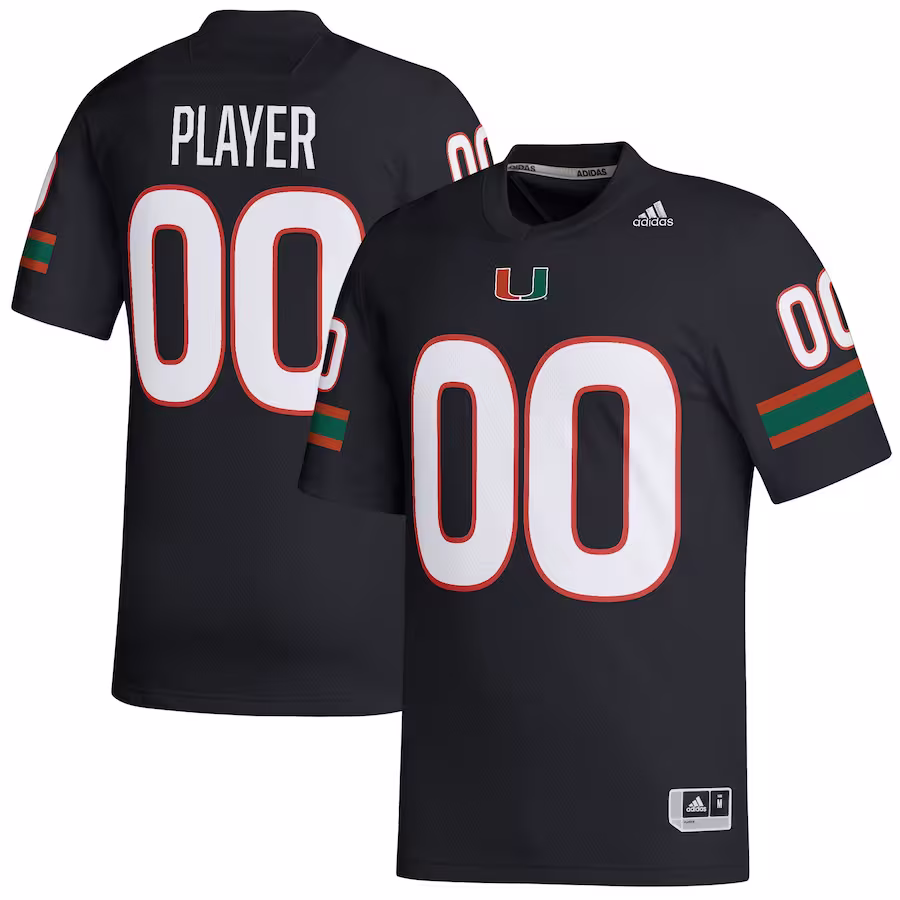 Miami Hurricanes adidas Pick-A-Player NIL Replica Football Jersey - Black - Puhuasuan