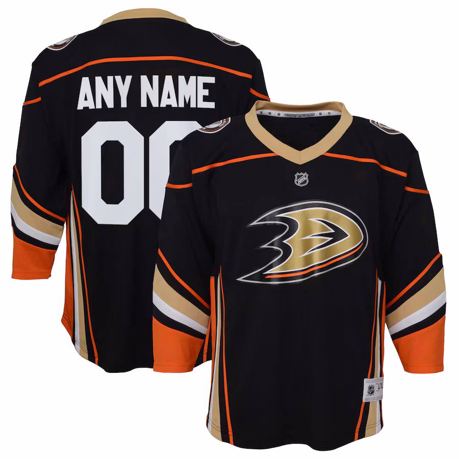 Youth Anaheim Ducks Black Home Replica Custom Jersey - Puhuasuan