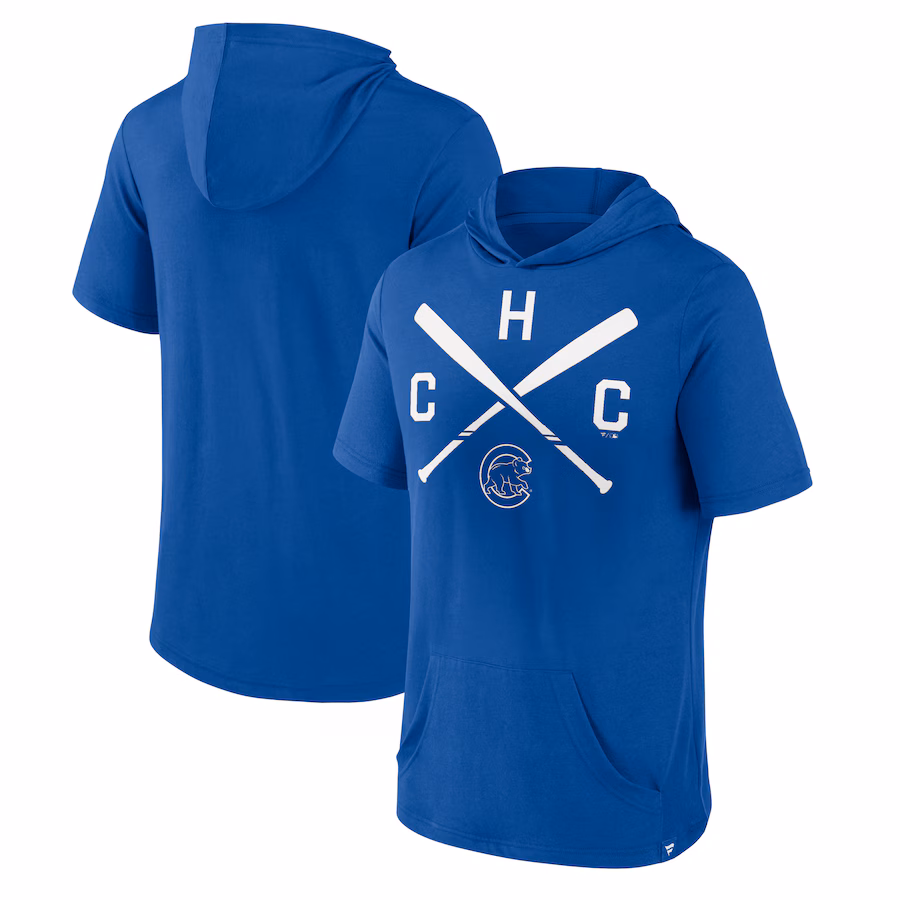 Men's Chicago Cubs Fanatics Royal Iconic Rebel Short Sleeve Hooded Top - Puhuasuan