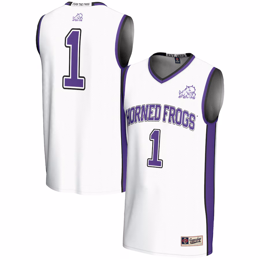 Youth GameDay Greats #1 White TCU Horned Frogs Lightweight Basketball Jersey - Puhuasuan