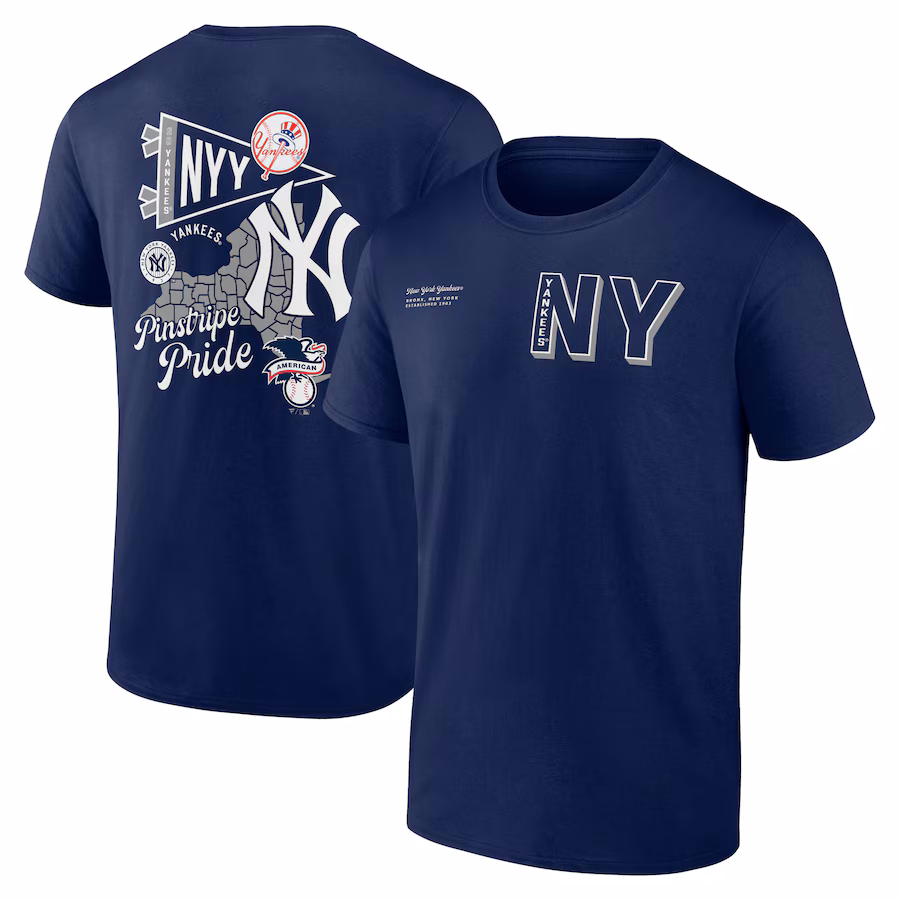 Men's New York Yankees Navy Split Zone T-Shirt - Puhuasuan