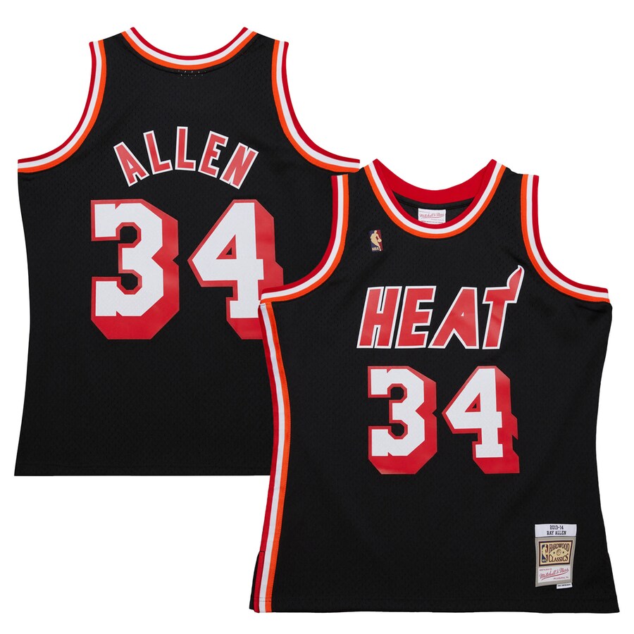Men's Miami Heat Ray Allen Mitchell & Ness Black 2013/14 Hardwood Classics Swingman Jersey - Puhuasuan